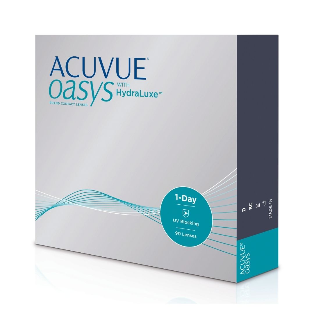 Acuvue Oasys 1 Day contact lenses  90 pack left side.